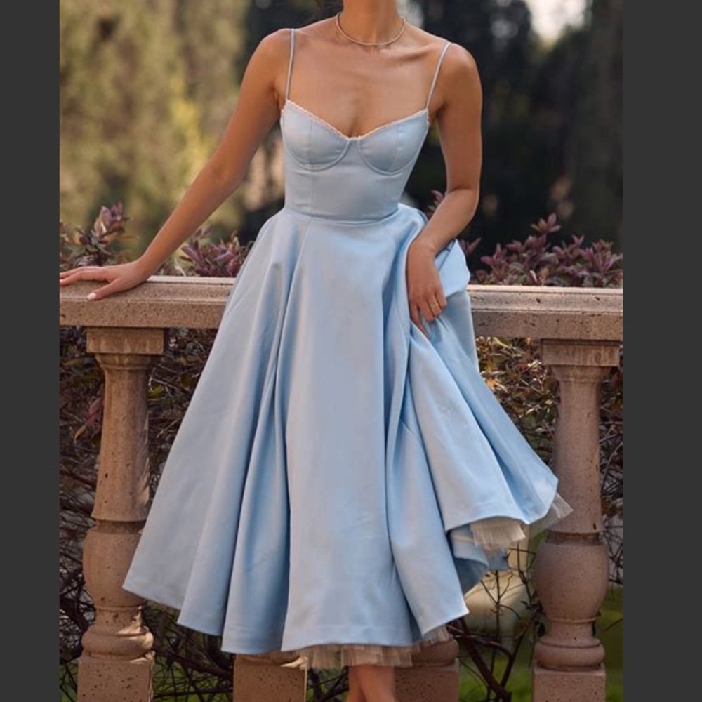 NWOT bustier midi dress, light blue